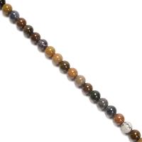 155 Cts Ocean Jasper Plain Rounds Approx 8mm, With 2mm Drill Holes, 38cm Strand