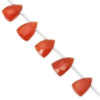 28cts Carnelian Top Side Drill Faceted Triangle Approx 8x5 to 11x8mm, 20cm Strand with Spacers