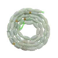 Type A 160cts Multi Jadeite Carved Column Beads Approx. 5x9mm with Multi Jadeite Plain Rounds Aprx 3mm, 60cm Strand