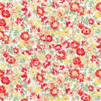 Sevenberry Petite Garden Lawn Collection Blooms Red Fabric 0.5m
