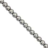 145cts Silver Color Coated Hematite Smooth Round Approx 6mm, 30cm Strand