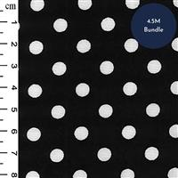 White Polka Dots on Black Cotton Poplin Fabric Bundle (4.5m)