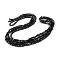 Black Glass Faceted Rondelles Approx 6x4.5mm, 2m Strand