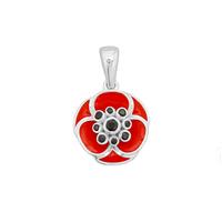 Autumn At Chestnut Close By Mark Smith: 925 Sterling Silver Poppy Pendant With 0.22cts Black Spinel