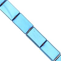 210cts Mystic Blue Color Coated Hematite Flat Rectangle Approx 23x15mm, 21cm Strand 