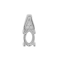 925 Sterling Silver Oval Pendant With White Zircon (To fit 6x4mm gemstone)- 1pcs