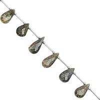 80cts Star Aventurine Quartz Top Side Drill Faceted Pear  Approx 15x8 to 21x11mm, 20cm Strand with spacers