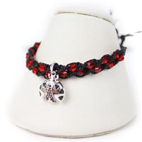 Ladybird; Chestnut Close Ladybird pendant, 925 0.6 Fine box chain & Red Bicones