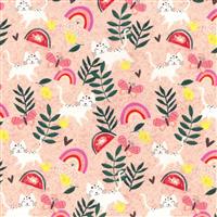 Cat Meadow Pink Jersey Fabric 0.5m