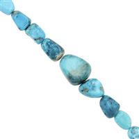 55cts Arizona Turquoise Smooth Tumble Approx 6x4 To 14x12 mm, 15cm Strand With Spacer, 
