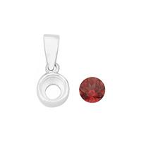 925 Sterling Silver Bezel Setting Pendant With 0.60cts Red Garnet Round Approx 5mm