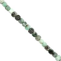 65cts Emerald Faceted Cube Approx 4mm, 38cm Strand