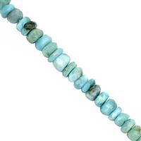 23cts Larimar Faceted Roundelles Approx  2x1 to 4x2mm, 19cm Strand