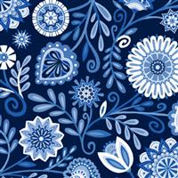 Folklorica Blues Collection Floral Navy Fabric 0.5m