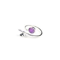 925 Sterling Silver Nature Theme Adjustable Rings With 0.80cts Amethyst & Citrine Cabochons (2 Designs) ( Butterfly & Bee)