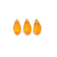 3pcs, 12mm Orange Faceted Drops Glass Beads