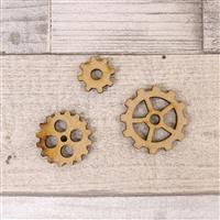 MDF Shapes - Cogs, Contains 65 MDF shapes with 3 designs 