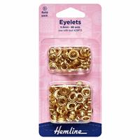Eyelets Refill Pack 5.5mm Gold/Brass (60 Pieces) 