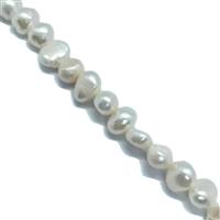 White Freshwater Cultured Nugget Pearls Approx 6-7mm, 38cm Strand