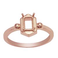 Rose Gold Plated 925 Sterling Silver Hexagon Ring Mounts (To fit 6x4mm Octagon)