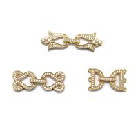 Gold Plated Base Metal CZ Clasp, Gold, 3pcs 