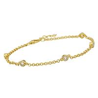 Gold Plated 925 Sterling Silver & 0.66cts White Topaz Bracelet With Extender Chain