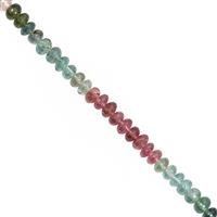 26cts Multi-Colour Tourmaline Smooth Rondelles Approx 3.5x1.5 to 4x2mm, 19cm Strands