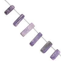 70cts Charoite Graduated Top Side Drill Smooth Bar Approx 4x2 to 21x7mm, 21cm Strand with Spacers