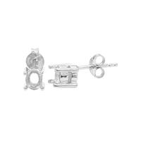 925 Sterling Silver Oval Earring Mounts (To fit 5x4mm gemstone)- 1pair