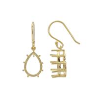 Gold Plated 925 Sterling Silver Earring Mounts With Sheppherd Hooks - 1 Pair (To fit 14x10mm Pear Gemstones)