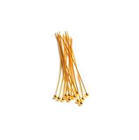 925 Gold Plated Sterling Silver Ball Head Pins - 50mm 22 Gauge/0.64mm - (20pcs)
