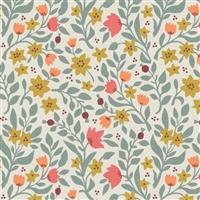 Lewis & Irene Folk Floral All Over Cream Fabric 0.5m