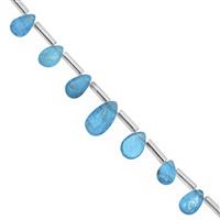 17cts Neon Apatite Smooth Pear Approx 4x3 to 10x6mm, 20cm Strand With Spacers