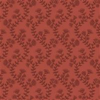 Ashton Collection Wavy Floral Stripe on Red Fabric 0.5m