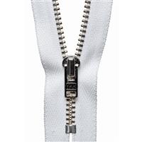 White Metal Trouser Zip 23cm