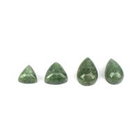 19cts Green Burmese Jade Pear & Triangle Cabochons Approx 8-9x12-13mm, 8-10mm (Set Of 4)