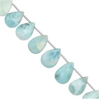 60cts Larimar Faceted Pears Approx 9x7 to 15x9mm, 16cm Strand With Spacers