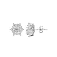 925 Sterling Silver Flower Multi Gemstone Round Earring Mounts (To fit 3mm gemstone)- 1pair