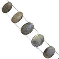 105cts Labradorite Double Drill Smooth Oval Approx 13x9.5 to 21x14mm, 18cm Strand With Spacers 