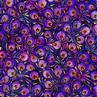 Dan Morris  Eclectica Collection Peacock Feather Toss Purple Fabric 0.5m 