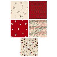 Christmas Robins & Trees Fat Quarter Pack of 5
