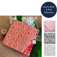 Sallieann Quilts Liberty Steel & Pink Chain Needlecase Kit: Instructions, FQs (3pcs) & Wool Felt (0.5m)