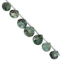 45cts Emerald Graduated Faceted Heart Approx 7 to 12mm, 19cm Strand With Spacers