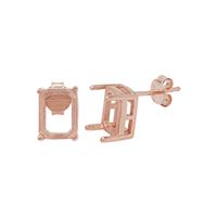 Rose Gold Plated 925 Sterling Silver Octagon Earring Mounts (To fit 9x7mm gemstone)- 1pair