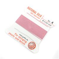Silk Thread, Size 04 (.6 mm, .024 in) - Dark Pink, with needle, 2 m (6.5 ft)