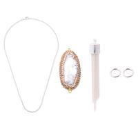 Silver Plated Base Metal Tassel Necklace Mini Make Set 