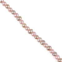 Mixed Dyed Pale Pink & Purple Freshwater Cultured Potato Pearls Approx 6-7mm, 2mm Holes, 20cm Strand
