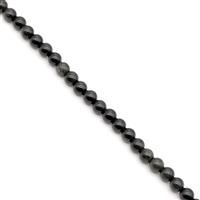 240cts Black Obsidian Plain Rounds Approx 6mm, 1 Metre Strand