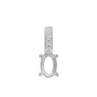 925 Sterling Silver Oval Pendant Mount (To fit 6x4mm gemstones) Inc. 0.02cts White Zircon Brilliant Cut Round 1mm - 1Pcs