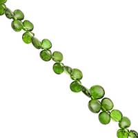 38cts Chrome Diopside Top Side Drill Smooth Heart Approx 4 to 6.5mm, 20cm Strand